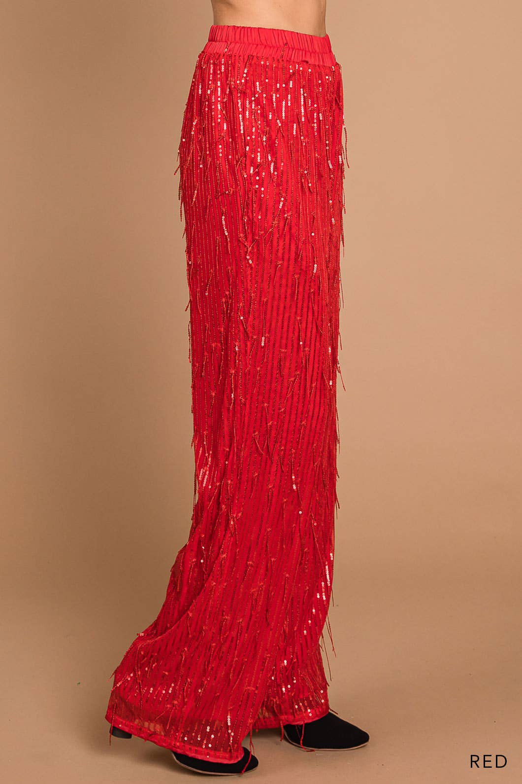 Sequin Fabric Wide Leg Pants