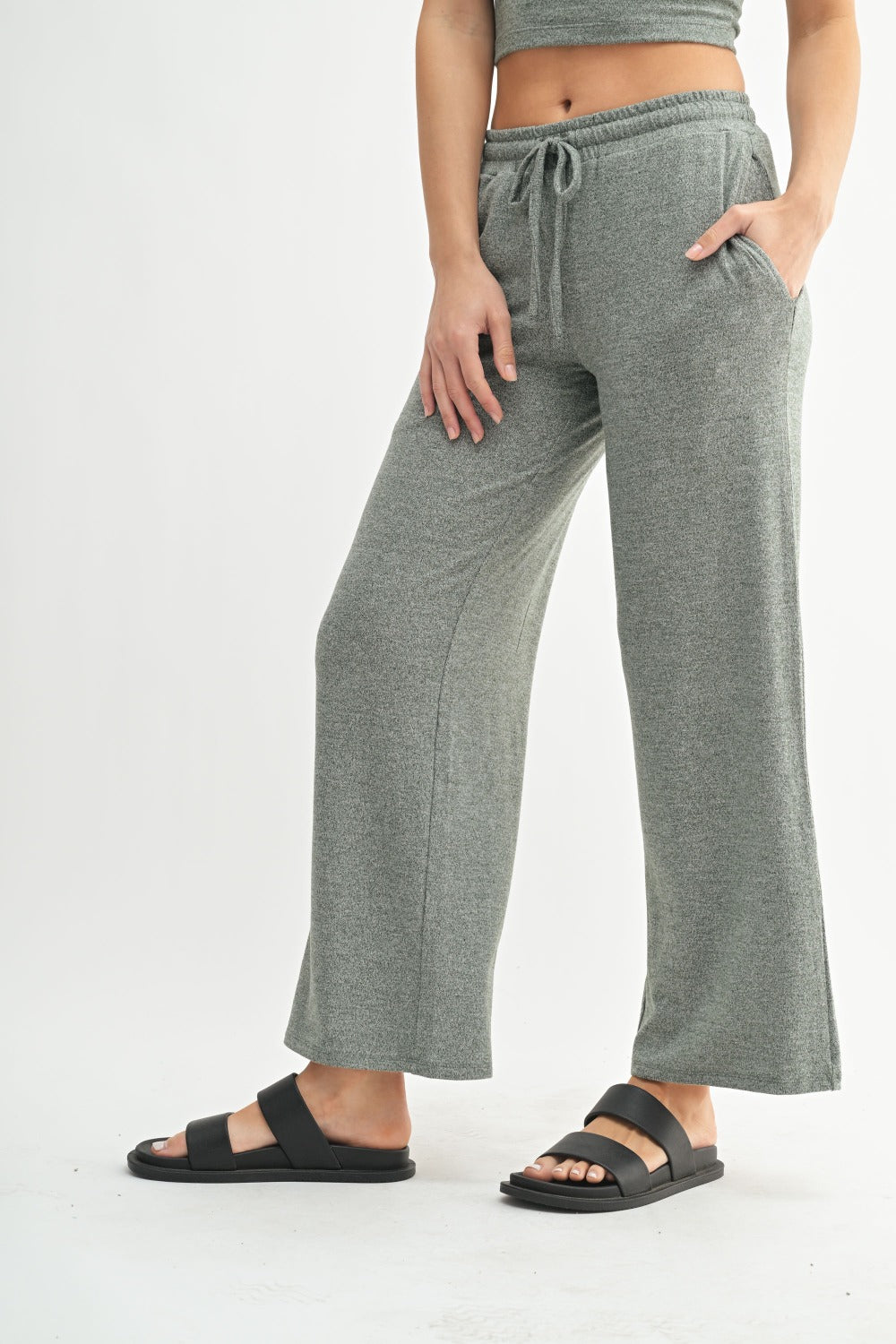 Mono B Brushed Wide Leg Lounge Pants (2 Colors)