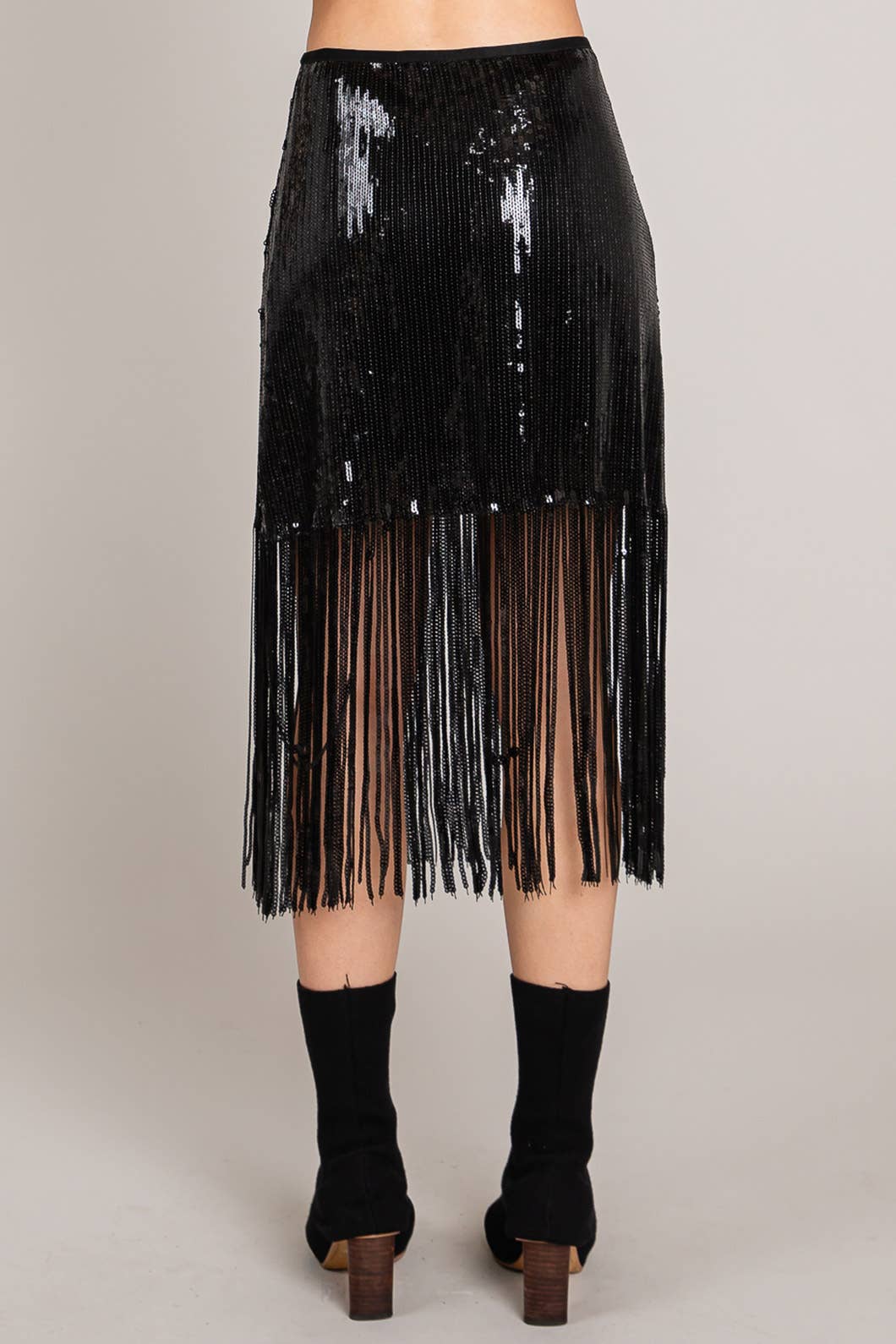 Sequin Pencil Skirt with Fray Detail