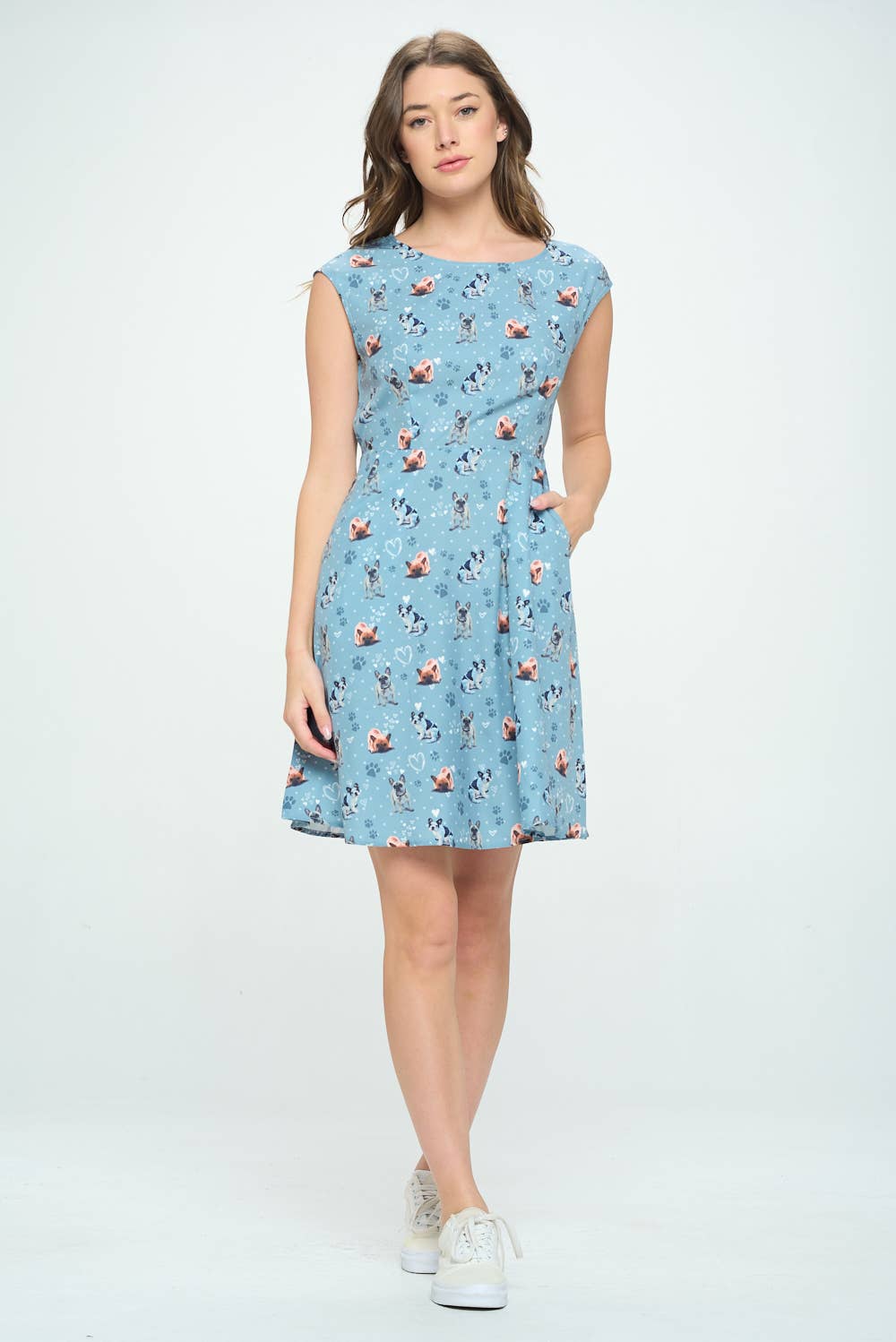 Pugs and Paws Print Dress