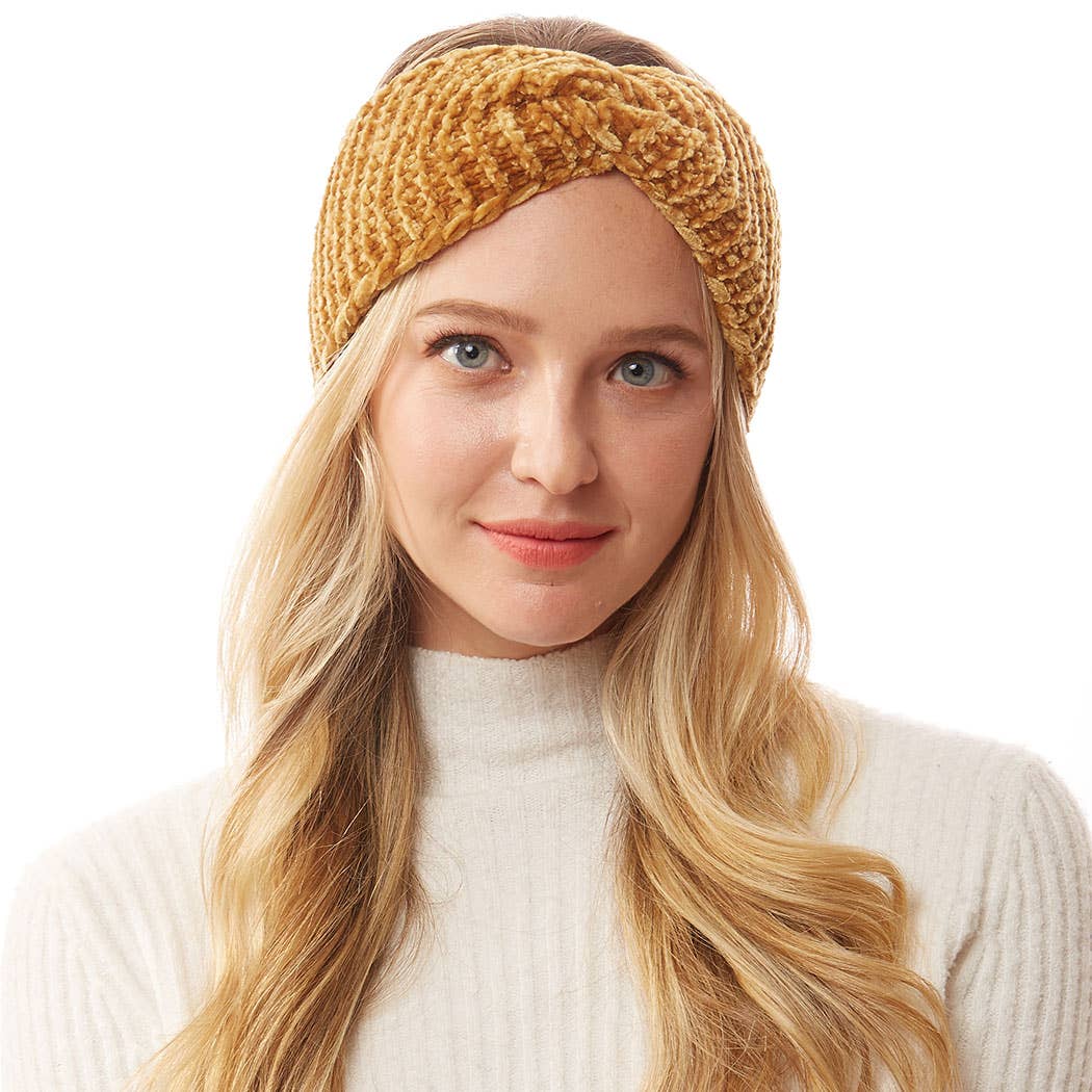 Fuzzy Solid Twisted Knitted Headband (2 Colors)