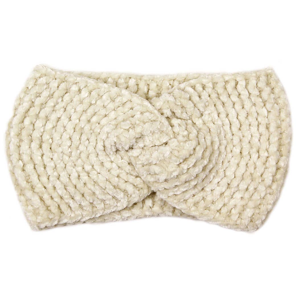 Fuzzy Solid Twisted Knitted Headband (2 Colors)