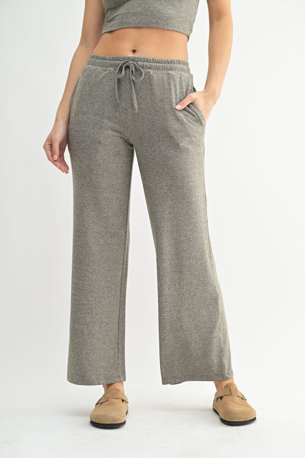 Mono B Brushed Wide Leg Lounge Pants (2 Colors)