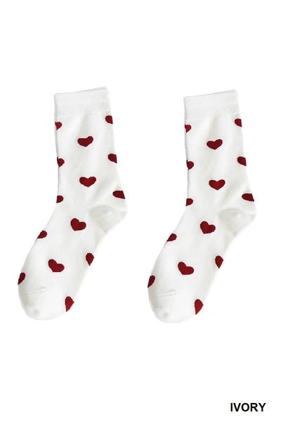 Heart Pattern Crew Socks (2 Colors)
