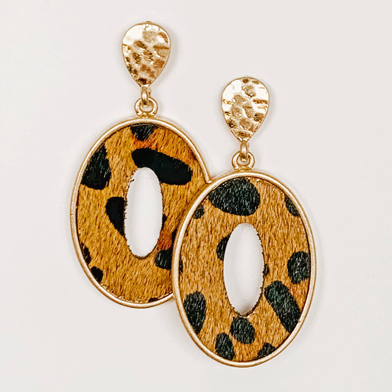 Calf-Hair Oval Earrings