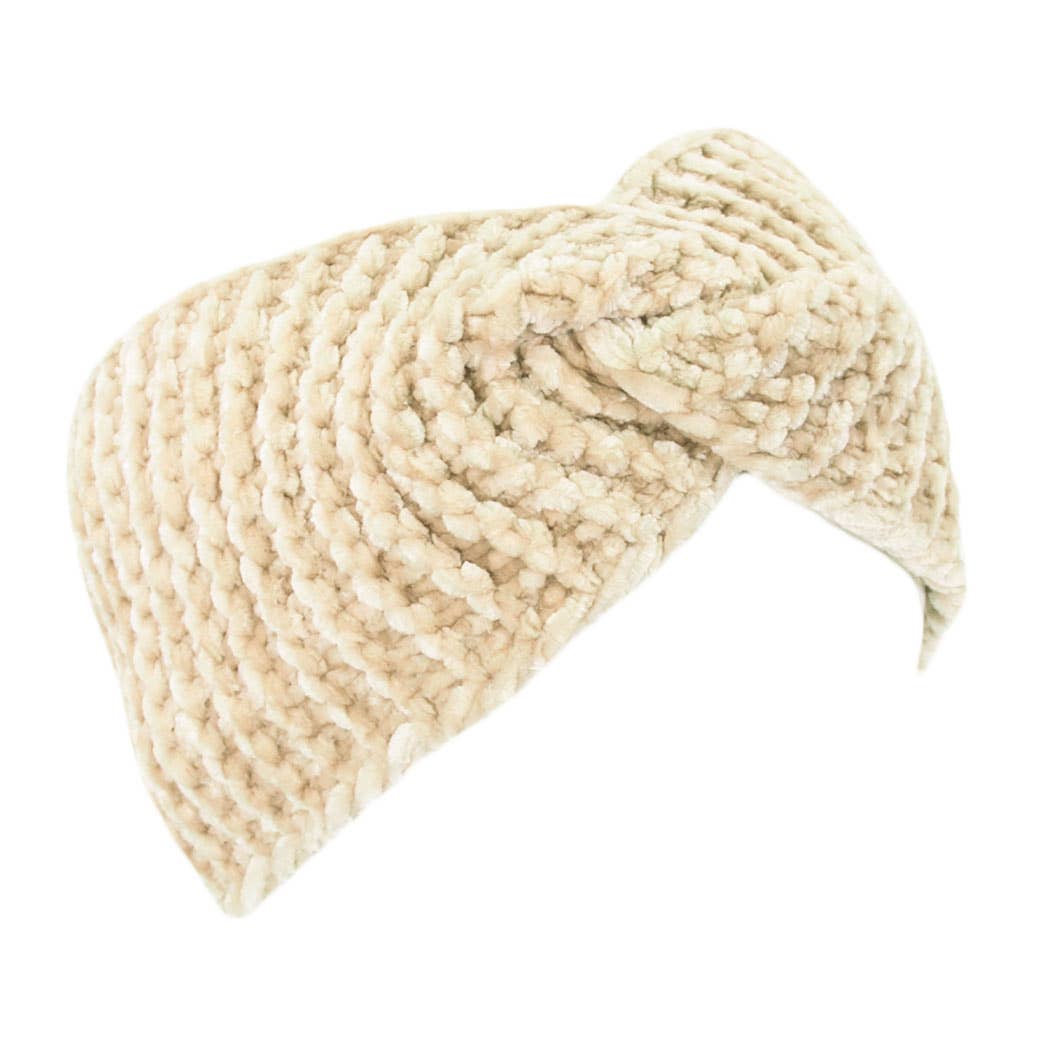 Fuzzy Solid Twisted Knitted Headband (2 Colors)