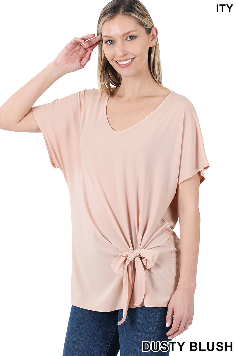 Zenana Ity Front Tie Top (2 Colors)