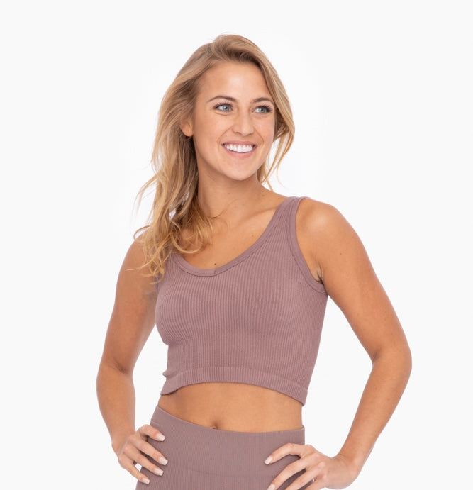 Mono B Ribbed Seamless Cropped Tank Top (2 Colors)