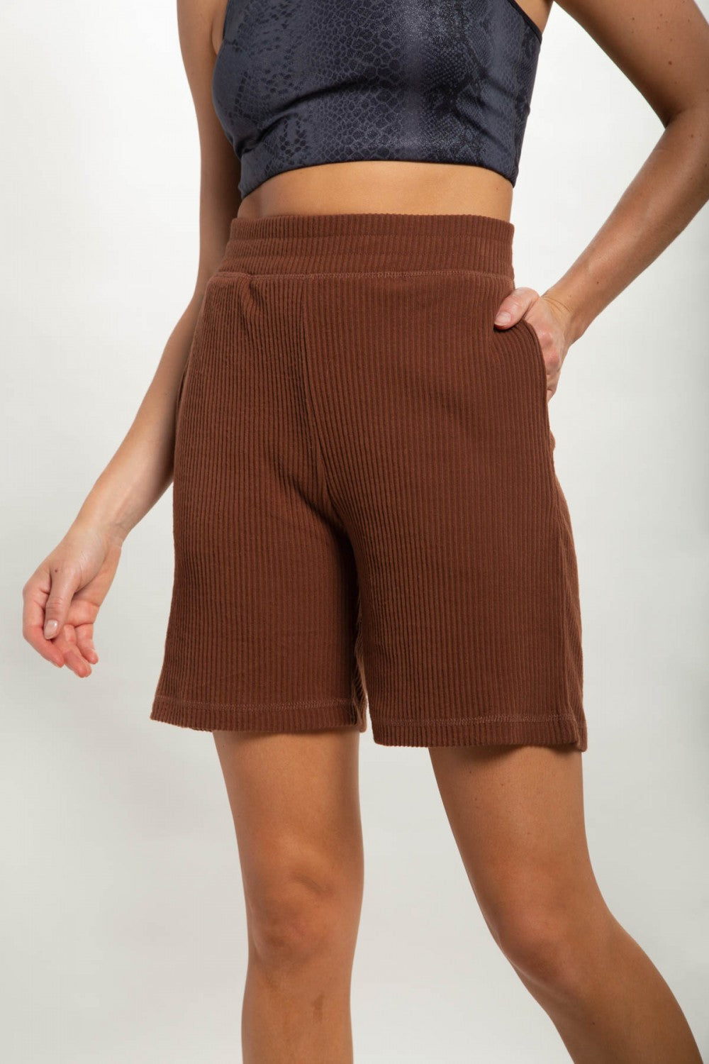 Mono B Ribbed Pullover with Notched Neckline, Chill Lounge Pants, or Chill Lounge Shorts Separates