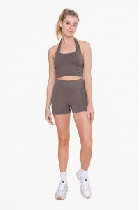 Mono B Ribbed Seamless Active Top and Shorts Separates