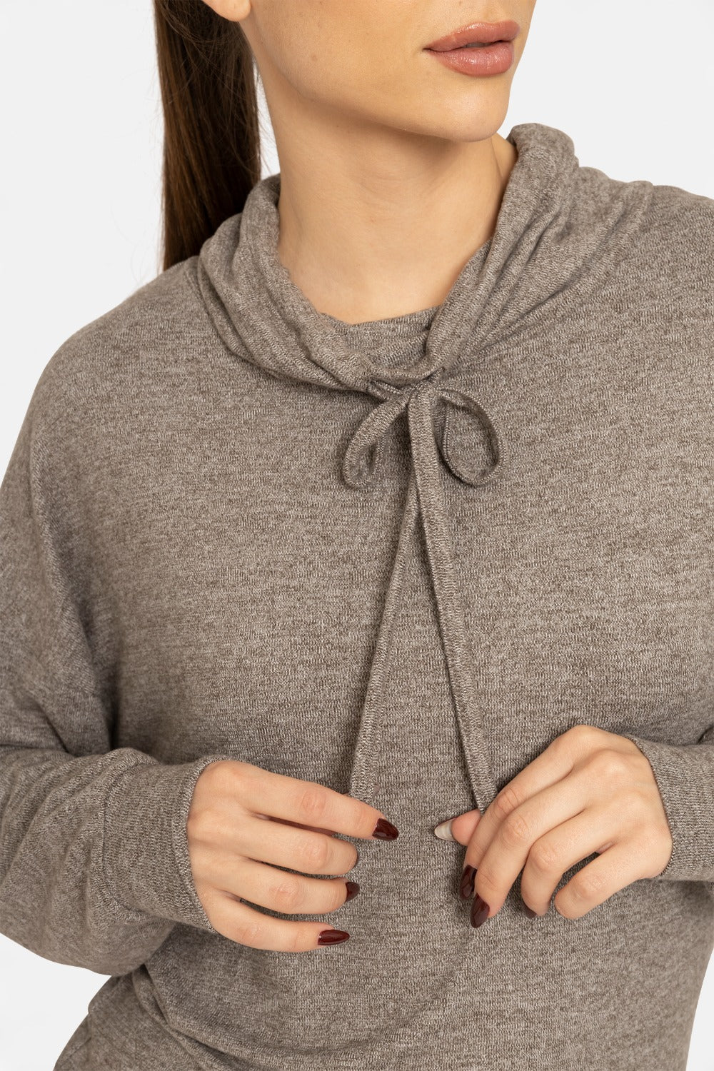 Mono B Long Brushed Cowl Neck Lounge Pullover