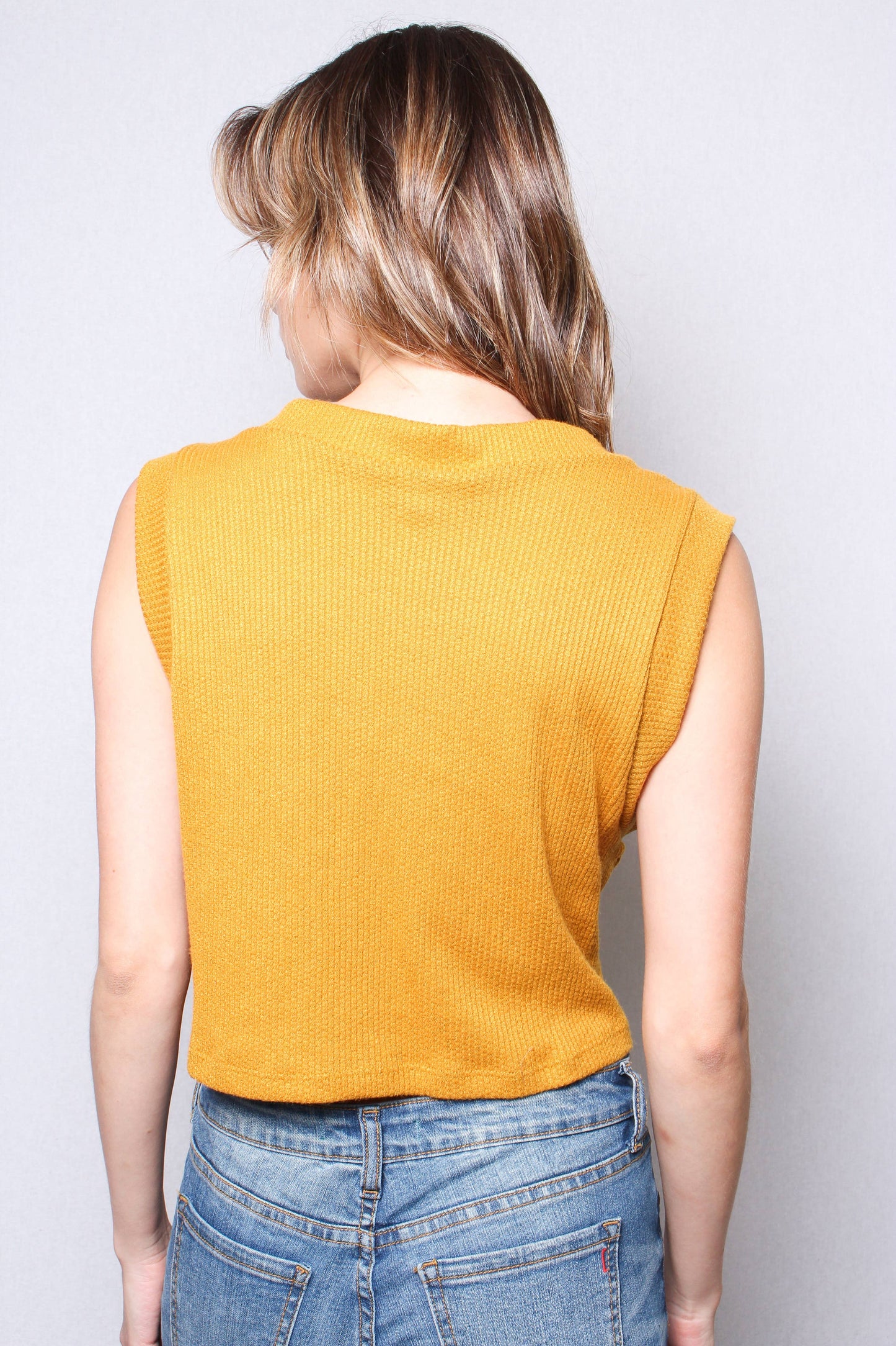 Ribbed Button Front Sweater Vest Cropped Top