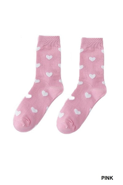 Heart Pattern Crew Socks (2 Colors)