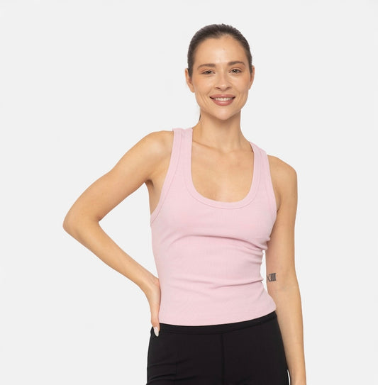 Mono B Cutout Keyhole Ribbed Racerback Tank Top