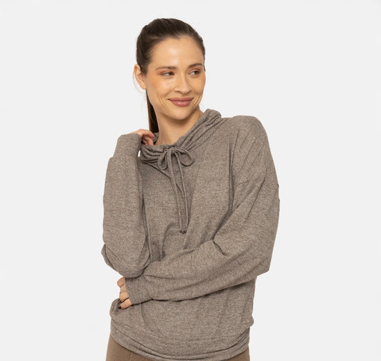 Mono B Long Brushed Cowl Neck Lounge Pullover
