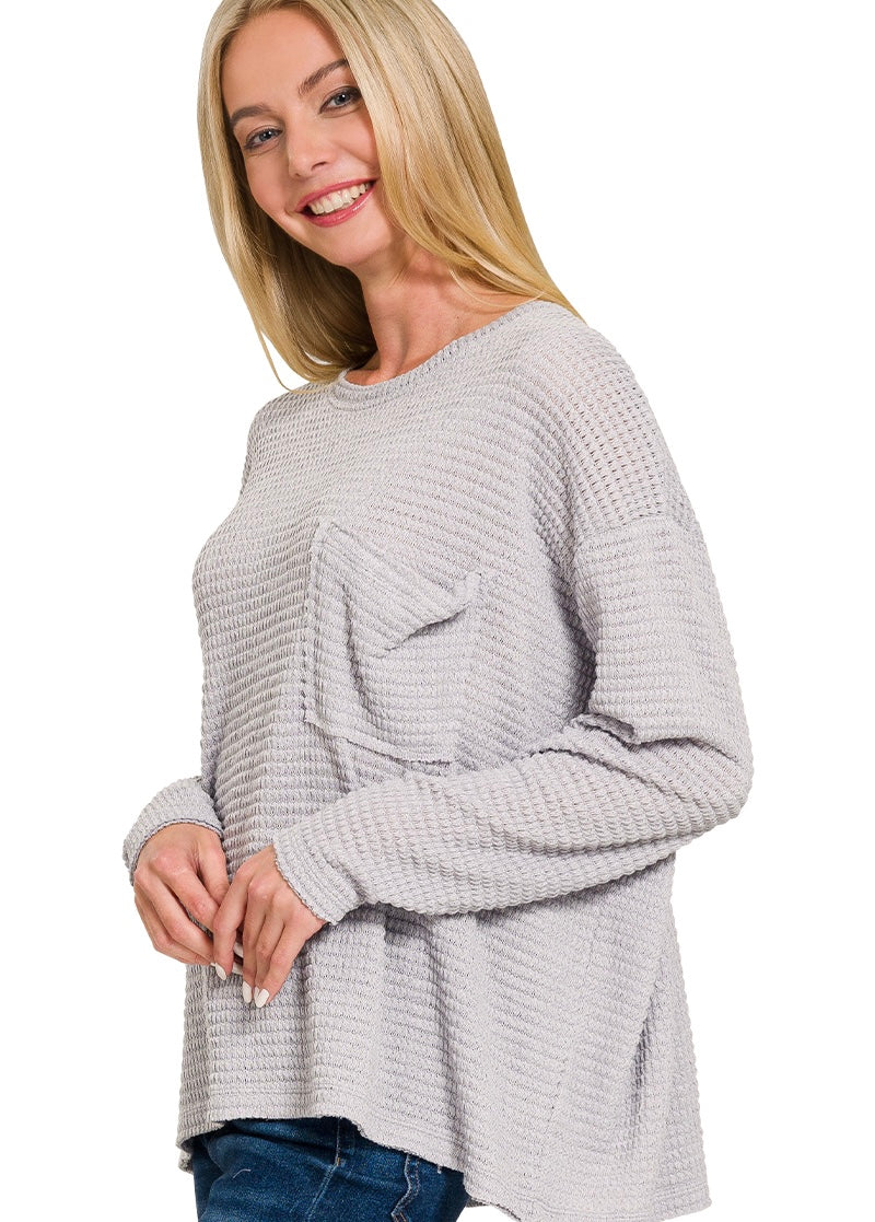 Zenana Drop Shoulder Boat Neck Jacquard Sweater