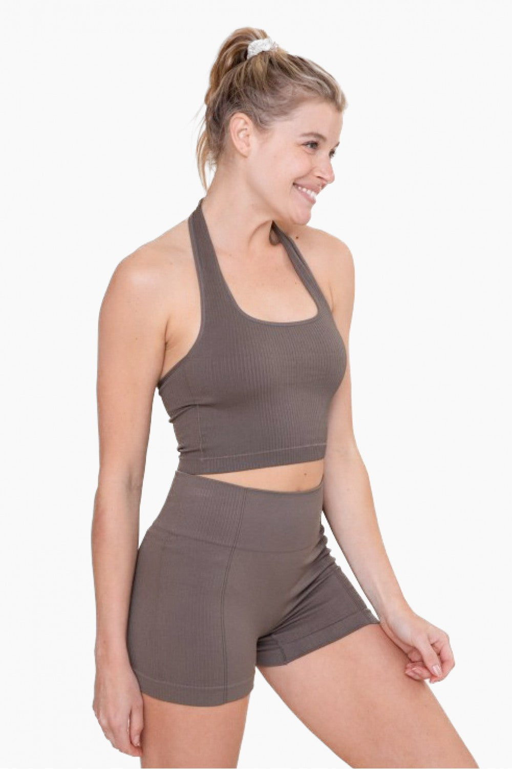 Mono B Ribbed Seamless Active Top and Shorts Separates