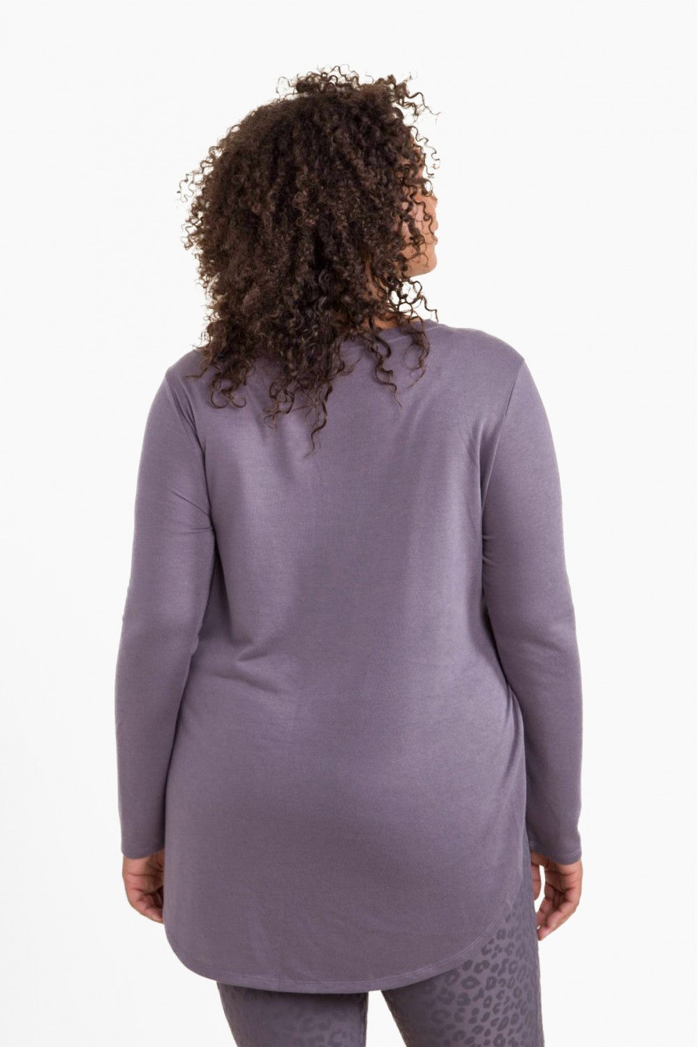 Mono B Curvy Long Sleeve Flow Top with Side Slits