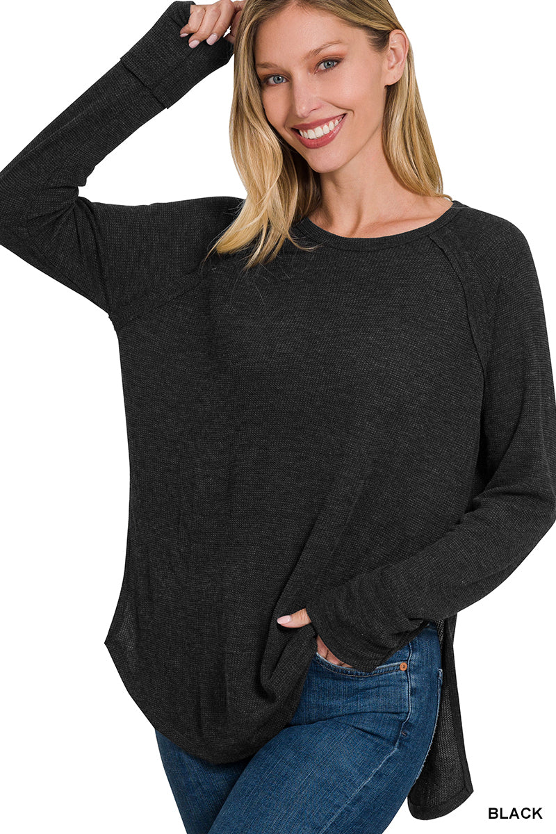 Zenana Waffle Long Sleeve Top