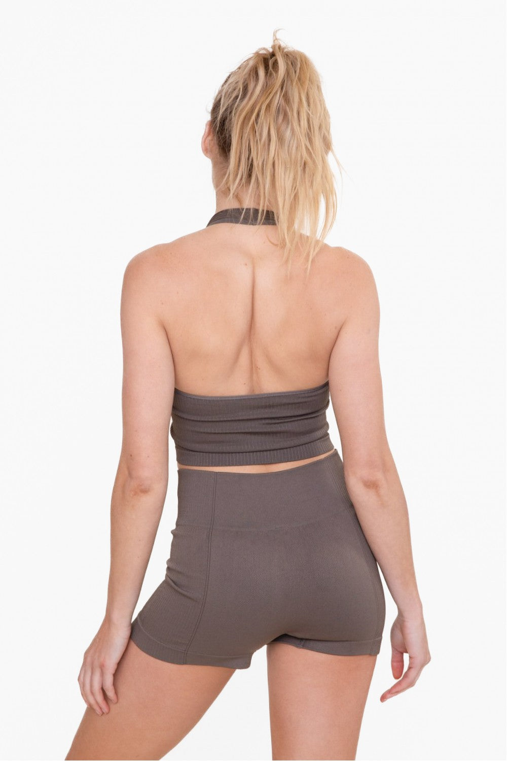 Mono B Ribbed Seamless Active Top and Shorts Separates