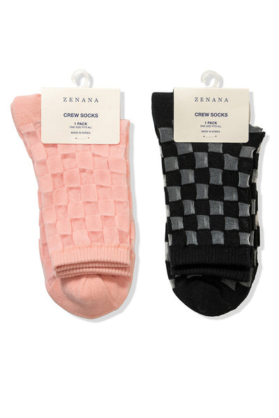 Checked Sheer Crew Socks (2 Colors)