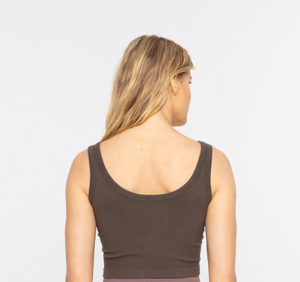 Mono B Ribbed Seamless Cropped Tank Top (2 Colors)