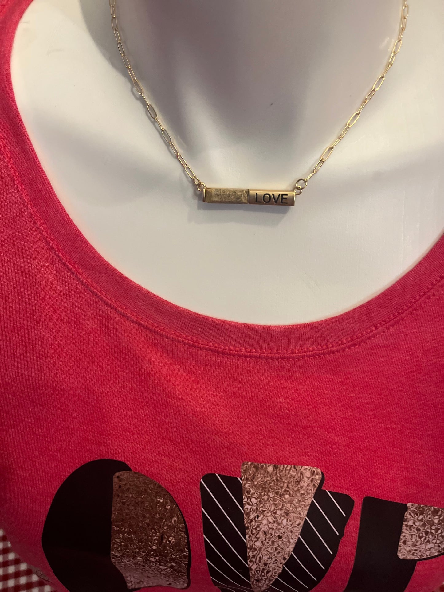 "LOVE" Half Natural Stone Half Metal Necklace