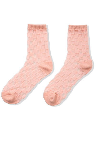 Checked Sheer Crew Socks (2 Colors)