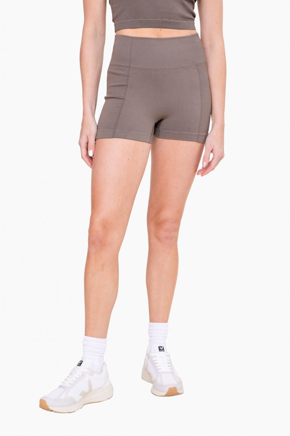 Mono B Ribbed Seamless Active Top and Shorts Separates