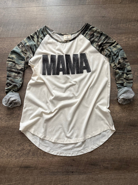 Mama Three Quarter Raglan Tee