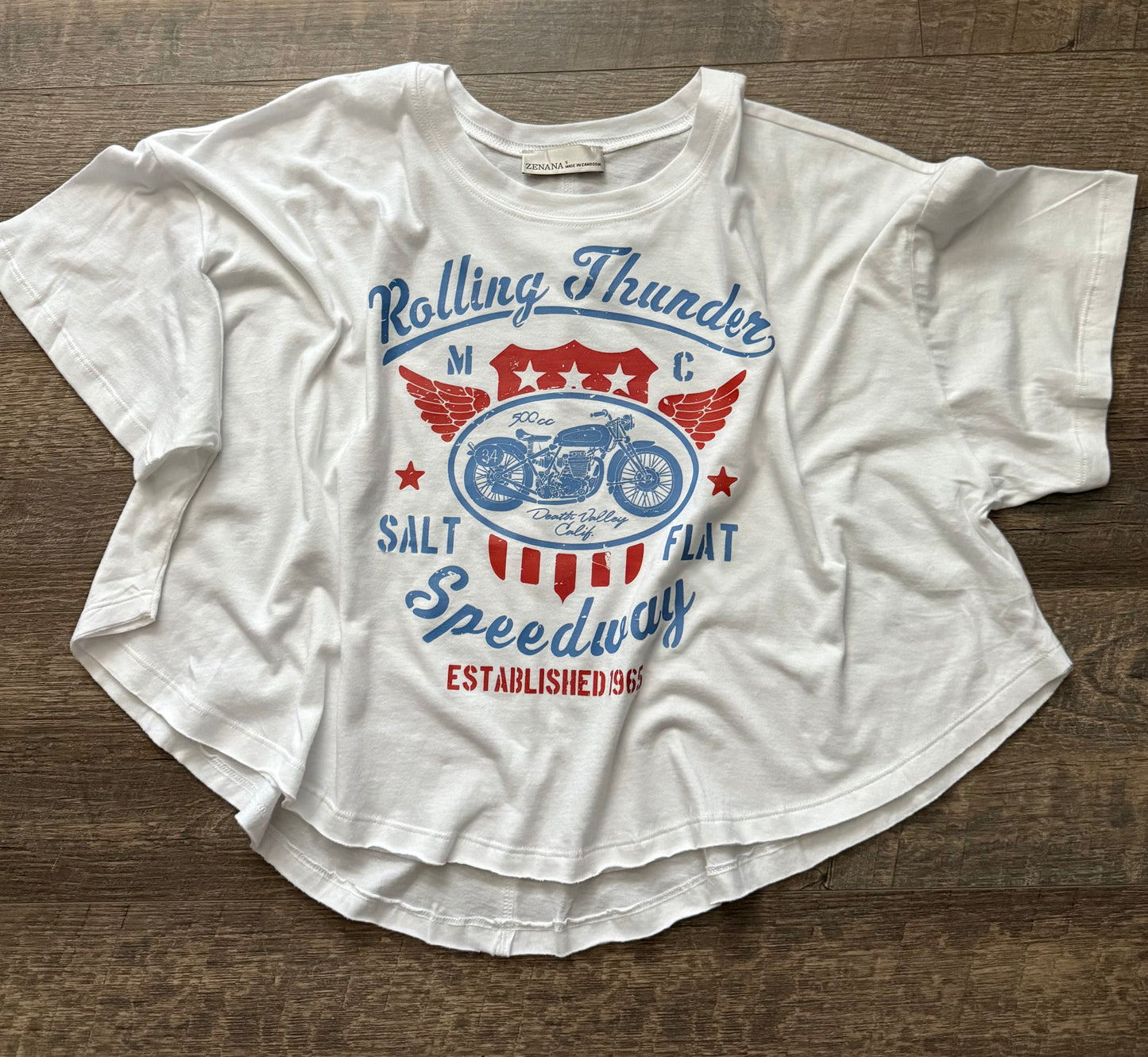 Rolling Thunder Speedway Flowy Crop Tee