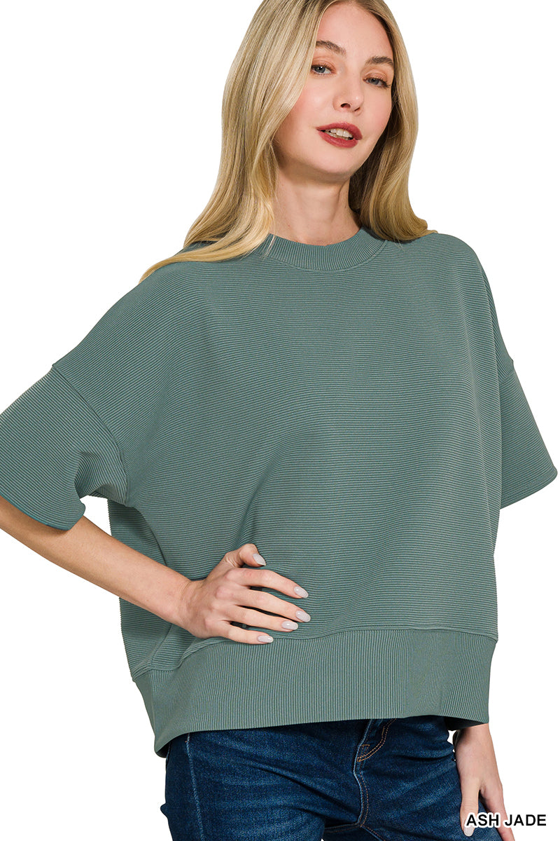 Zenana Round-Neck Waist Banded Shirt (2 Color Options)