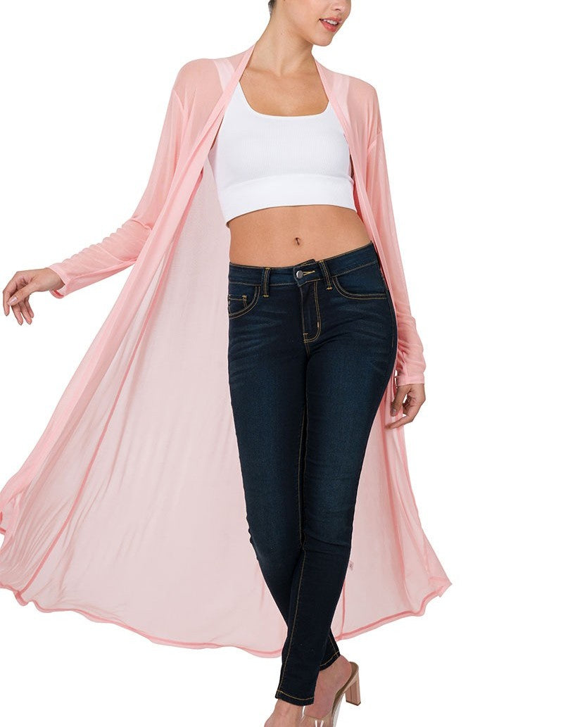 Zenana Mesh Open Front Cardigan (2 Colors)