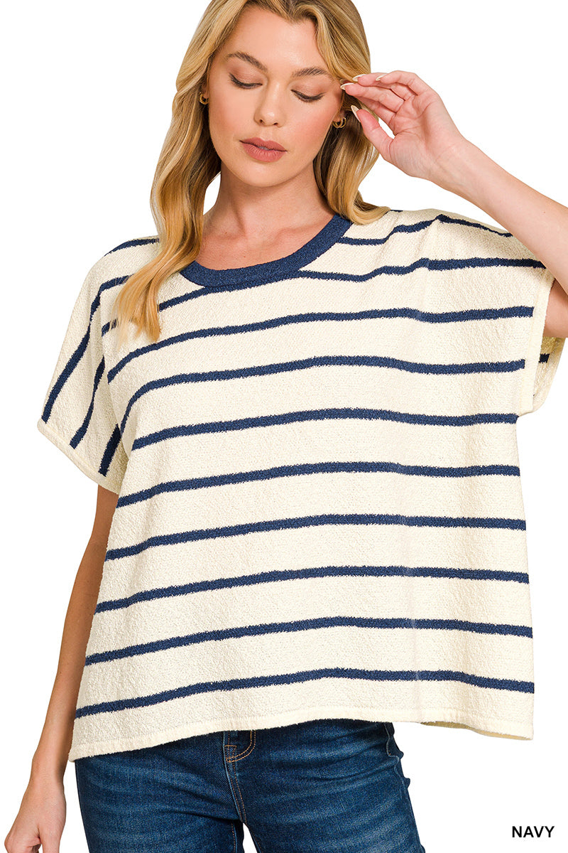 Zenana Striped Oversized Sweater