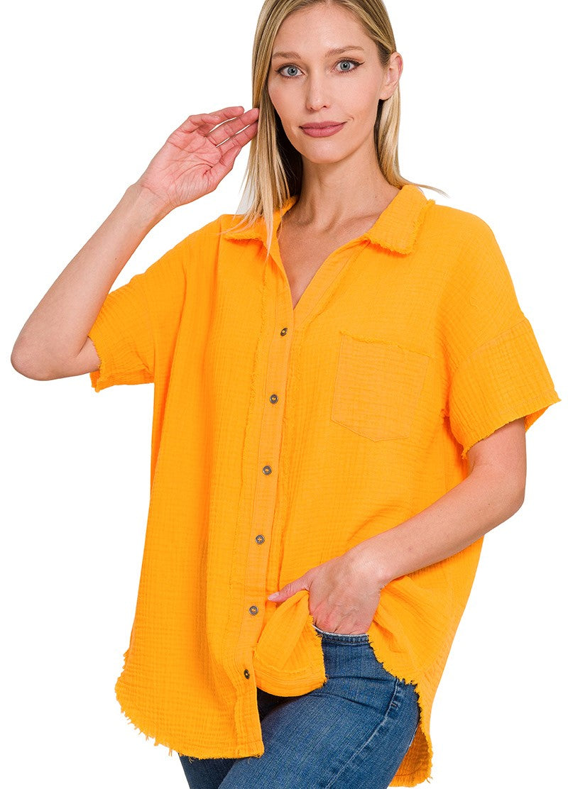 Zenana Gauze Button Down (S-3XL)