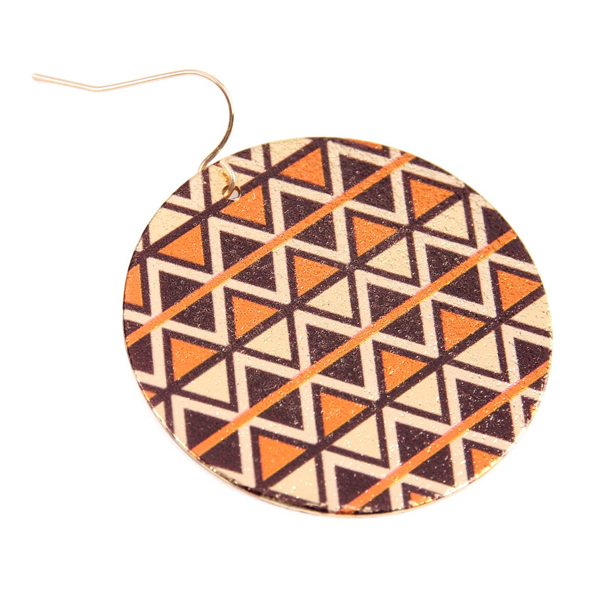 Chevron Disc Hook Drop Earrings
