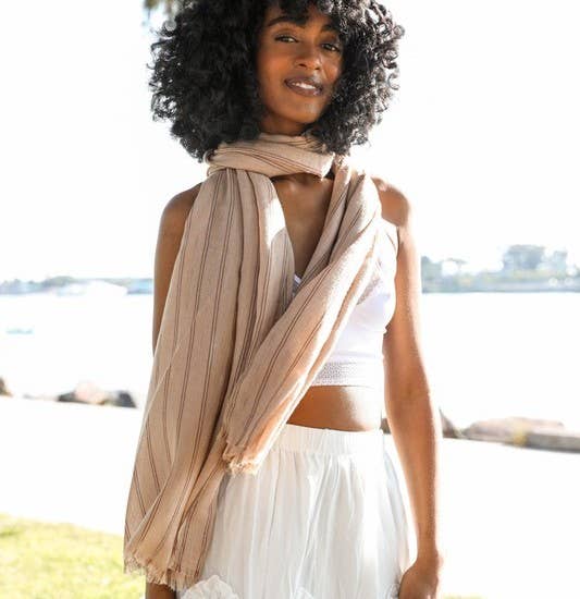 Pencil Stripe Double Weave Scarf