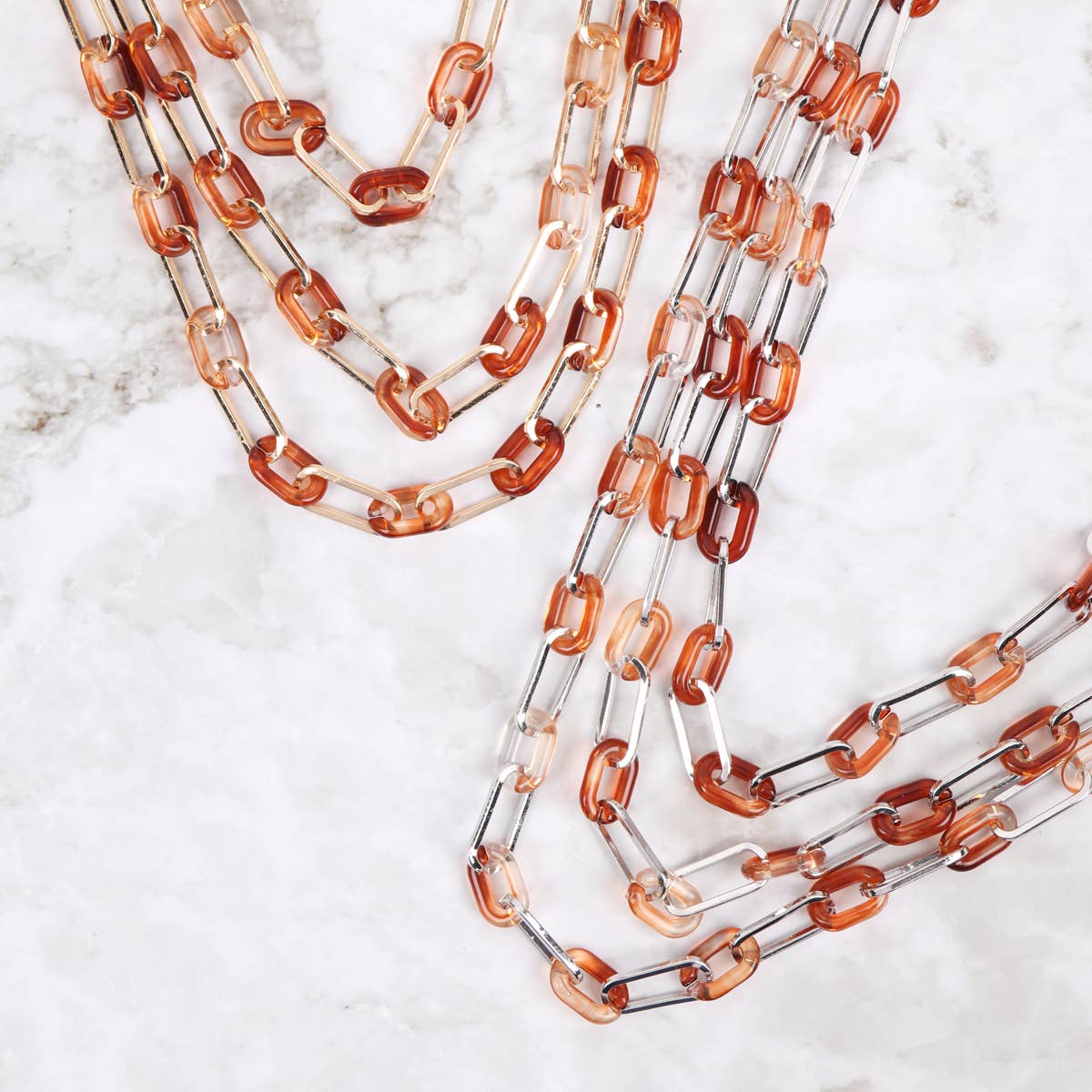 Acrylic and Metal Layered Statement Necklace