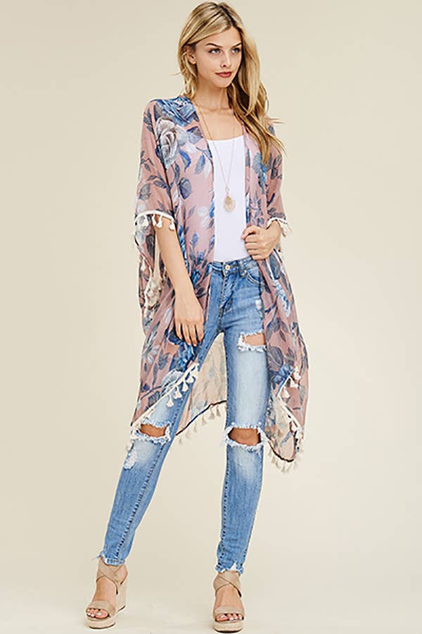 Floral Tassel Kimono
