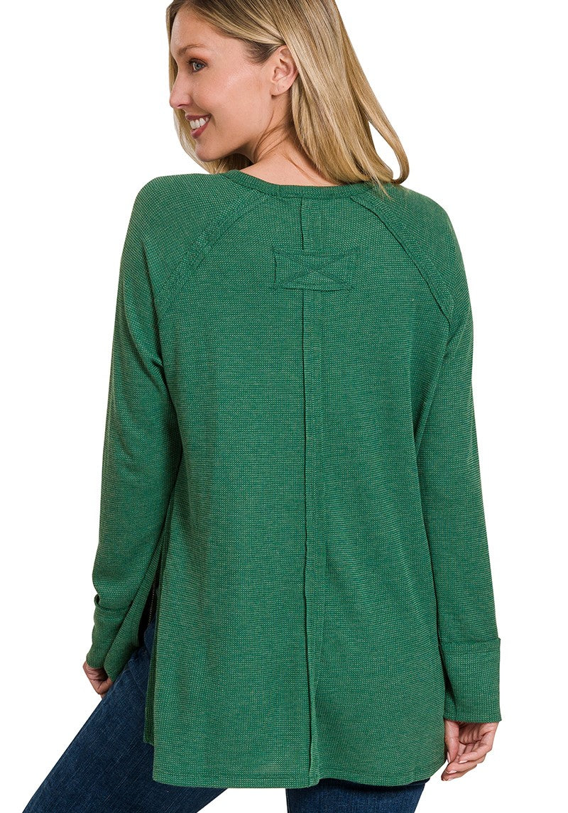 Zenana Waffle Long Sleeve Top (3 Colors)