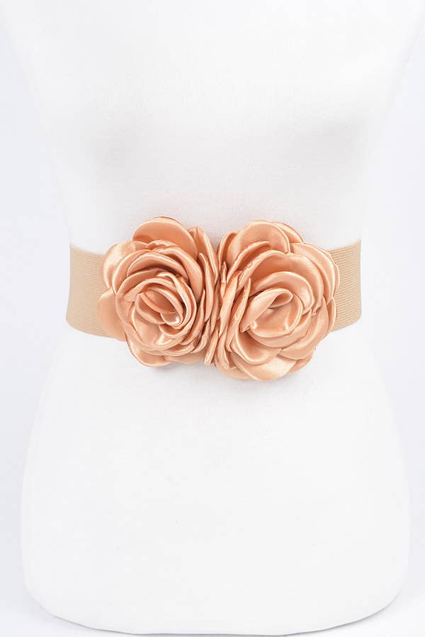 Double Satin Flower Elastic Belt