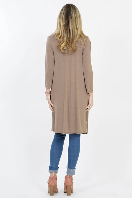 Zenana Mid-Thigh Slouchy Pocket Open Cardigan