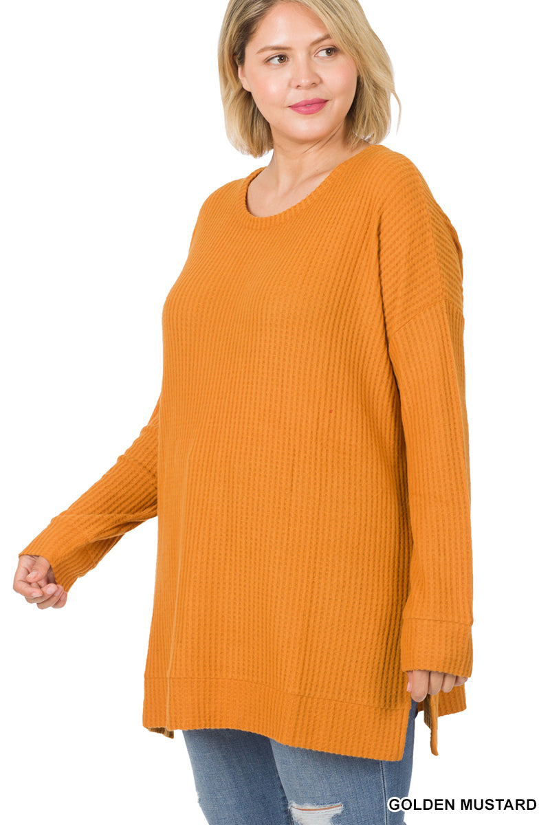 Zenana V-Neck Waffle Sweater (S-3XL)