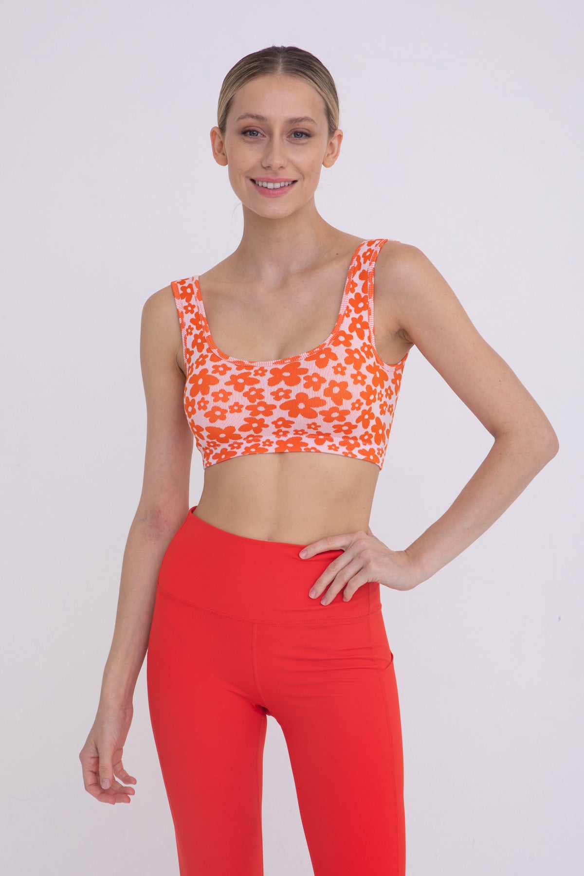 Mono B Picking Daisies Ribbed Sports Bra