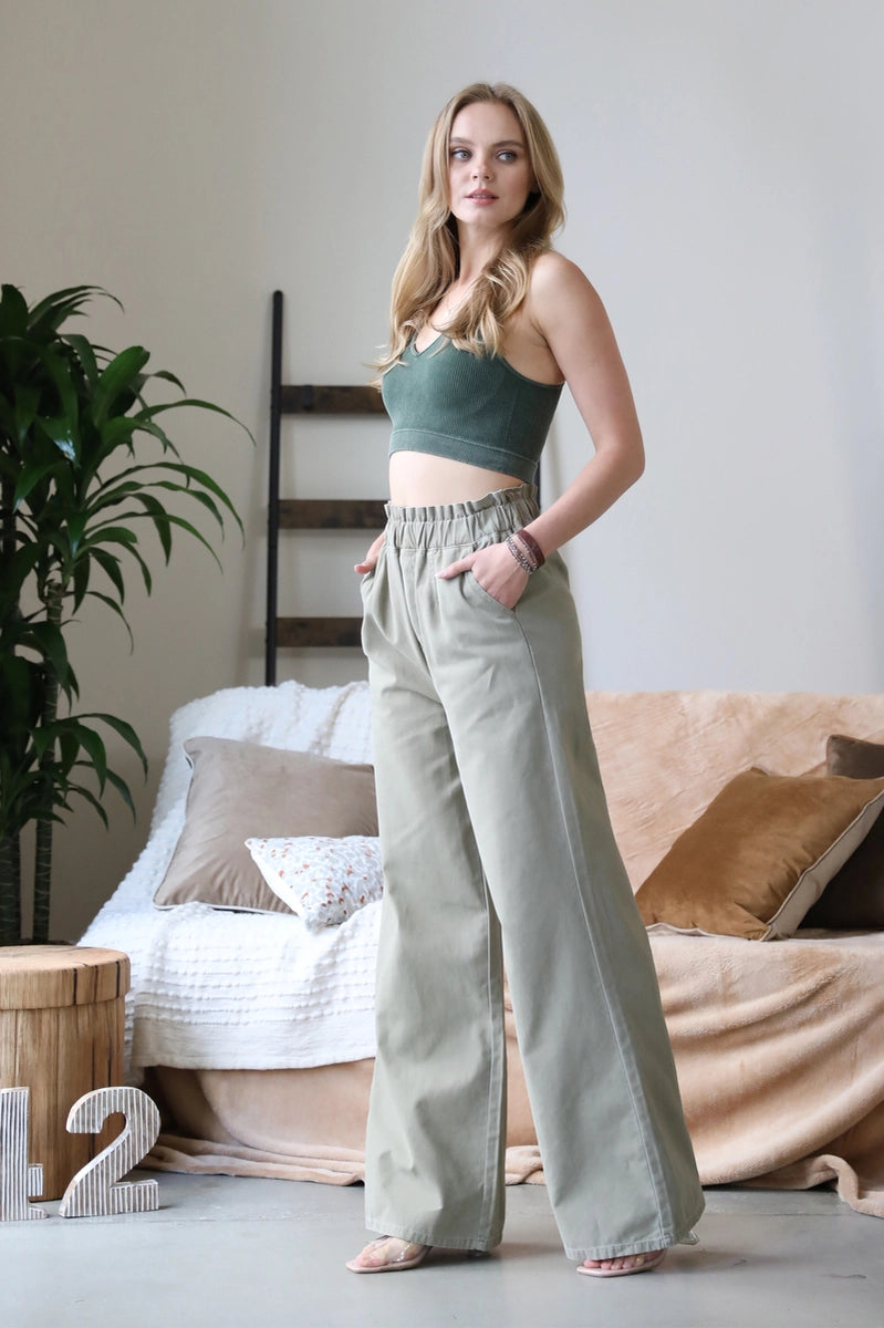 Zenana Vintage Washed Wide Leg Pants