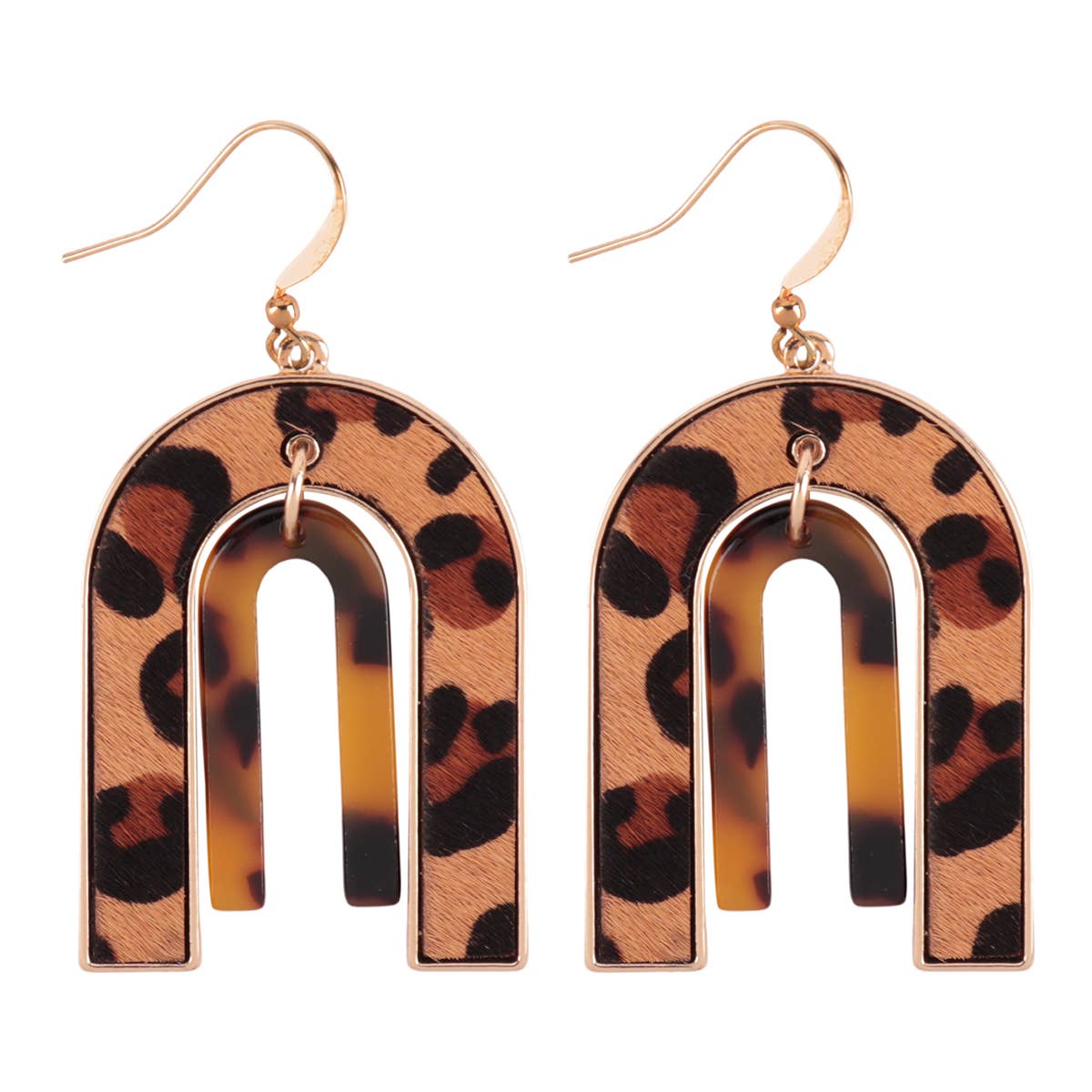 Animal Print & Tortoise U-Shape Earrings