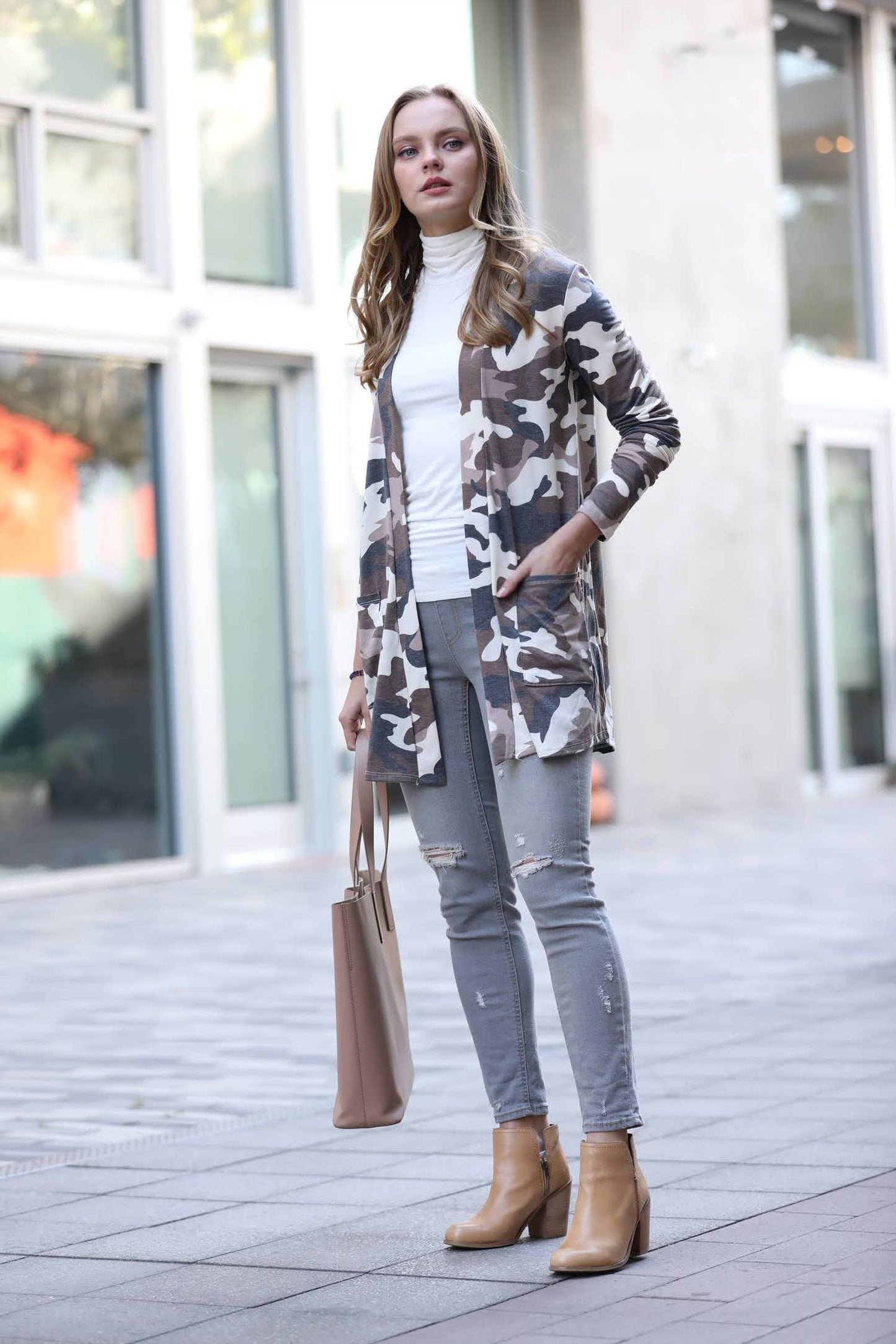 Zenana Mid-Thigh Slouchy Pocket Open Cardigan