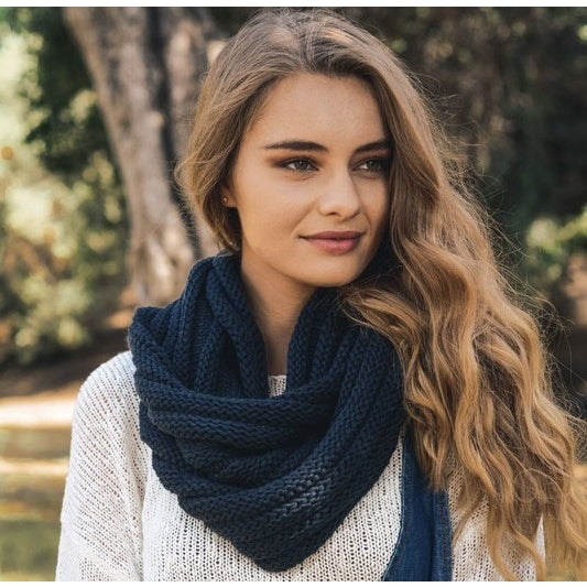 Chunky Rib Knit Infinity Scarf