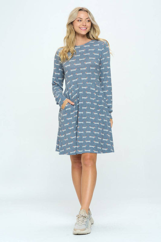 Weiner Dog Print Tunic Dress