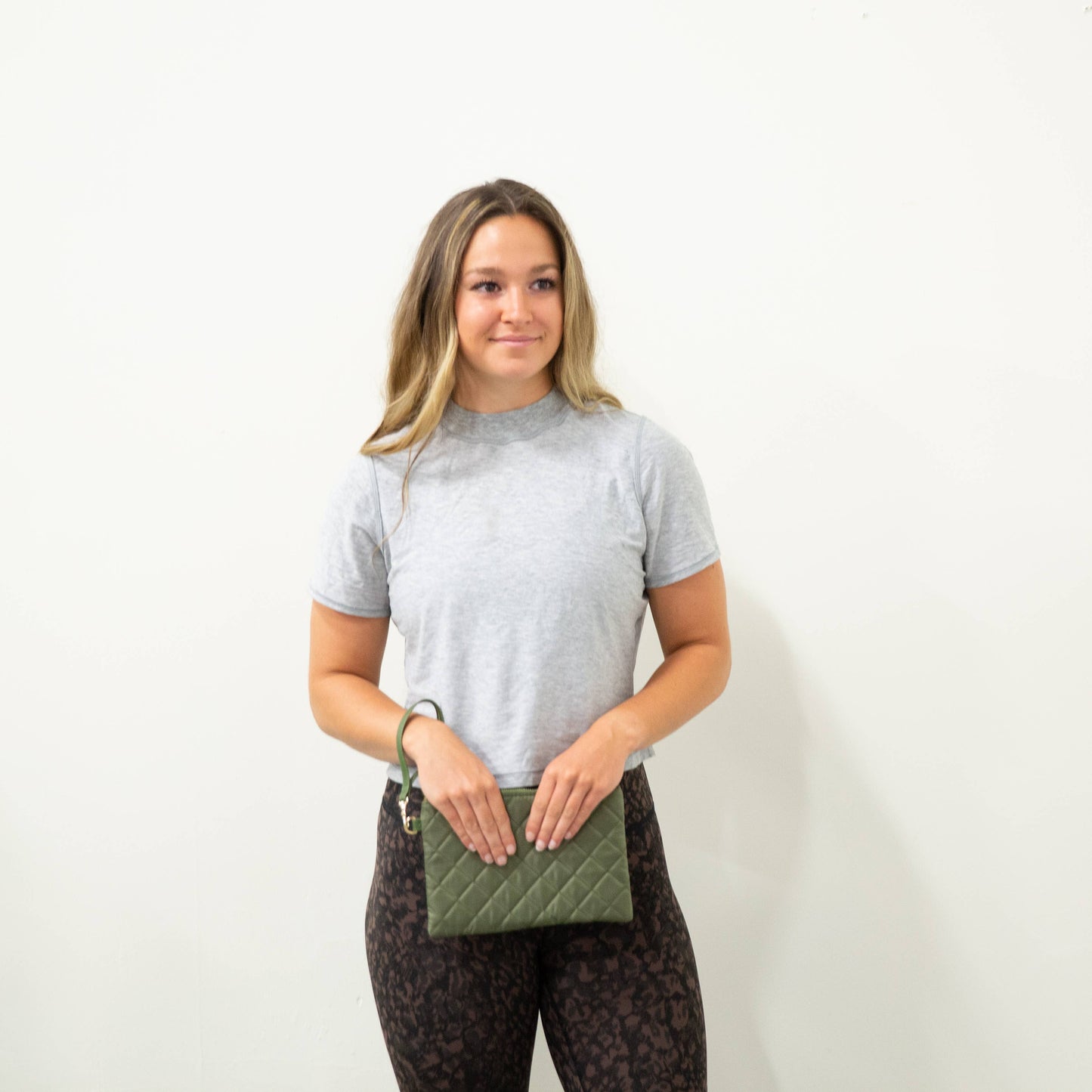 Quilted Wristlet - Olive